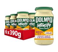 Dolmio Intensify Pasta Sauce Mild Creamy Garlic & Black Pepper Jar, perfect for a quick pasta meal for 3-4, Bulk Multipack 6 x 390g