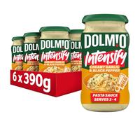 Dolmio Intensify Pasta Sauce Mild Creamy Garlic & Black Pepper Jar, perfect for a quick pasta meal for 3-4, Bulk Multipack 6 x 390g