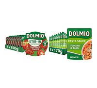 Dolmio Stir In Sun Dried Tomato Pasta Sauce, Bulk Multipack,150 g (Pack of 7) & Tomato & Basil Microwave Pasta Sauce, Bulk Multipack 8 x 170g pouches