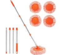 Dolodomy 59 in Adjustable Cleaning Mop, 4 Reusable Heads, Orange, Multi-Surface, Polyester Heads