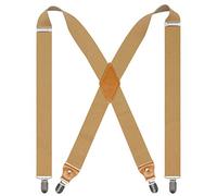 Doloise Adjustable Elastic X Back Style Suspenders for Men's and Women's With Strong Metal Clips, Champagne, One size