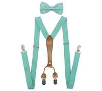 Doloise Men's Suspenders Bowtie Set Elastic Y Shape Style Women's Suspenders Bowtie For Wedding&Formal Events, Teal, ons size