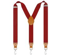 Doloise Mens Suspenders with 3 Swivel Hooks Belt Loops 1.4 Inch Wide Heavy Duty Adjustable Braces, Red, ons size