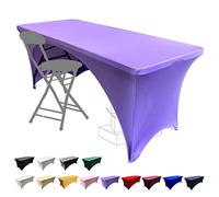 Dololoo Stretchable Tablecloths 6ft for Rectangle Tables with Open Back, Fitted Spandex Rectangular Patio Table Covers, Wedding, Party, Kitchen, Beauty Event Decoration-Lavender