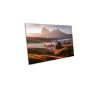 Dolomites Italy Alps Mountains First Light Canvas Wall Art Picture Print CanvasGeeks Multi W24 inch x H16 inch x D20mm