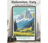 Dolomites, Italy Cross Stitch Pattern: Large Print Vintage Travel Poster Cross-Stitch Design (WanderStitch: A Retro Travel Cross-Stitch Collection)