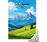 Dolomites Mountain Landscape 1000 Piece Jigsaw Puzzle, Mountain Lake Town View, Matte Printed Jigsaw, Relaxing Challenge for Puzzle Lovers, Birthday Gift, 70x50cm/1000pcs