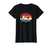 Dolomites Mountains Sunset Value Graphic T-Shirt, Women, Black, XS