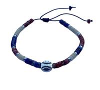 DOLON 2x4mm Imperial Stone Handmade Baseball Charm Unisex Bracelet,Assorted Baseball Team-Inspired Colors for Men & Women Sports Fans,Players Gift, M, Stone, no gemstone