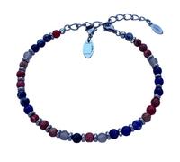 DOLON 4mm Imperial Jasper Stone CZ Beaded Football Charm Bracelet