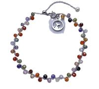 DOLON Handmade 3mm Beaded Chain Bracelet with Stainless Steel Round Shaped Mermaid Tail Charm-Adjustable Boho Beach Jewelry for Women & Teens-Multiple Colors & Stones, M, Glass, no gemstone