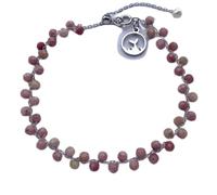 DOLON Handmade 3mm Beaded Chain Bracelet with Stainless Steel Round Shaped Mermaid Tail Charm-Adjustable Boho Beach Jewelry for Women & Teens-Multiple Colors & Stones, M, Stone, no gemstone
