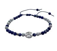 DOLON Handmde Macrame Baseball/Softball Bracelet with 4mm Imperial Jasper Stone Beads for Fans-Adjsutable Sports Jewlery fo Men/Women as Birthday & Game Day Team Spirit Gifts, M, Stone, no gemstone