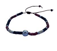 DOLON Rope Woven Imperial Stone Bracelet Adjustable-2x4mm Beads with Basketball Charm,Basketball Team Colors for Men & Women Sports Fans Players, M, Stone, no gemstone