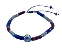 DOLON Rope Woven Imperial Stone Bracelet Adjustable-2x4mm Beads with Basketball Charm,Basketball Team Colors for Men & Women Sports Fans Players, M, Stone, no gemstone
