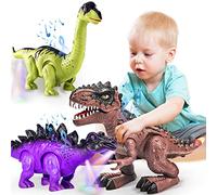 Doloowee 3 Pack Walking Dinosaur Toy for Kids 3-5/5-7 Years,Simulation Tyrannosaurus & Stegosaurus & Brachiosaurus,Electric Robot Dinosaur with LED Lights & Sounds,Dinosaur Toys for Boys and Girls