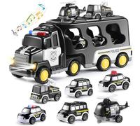 Doloowee 7 in1 Police Truck Toys for 3 4 5 6 Year Old Boys, Police Car Toy for Boys Age 3+, Truck toy with Lights and Sounds for kids ages 3 4 5 6 7 8 9+,Boy Car Toy Gift