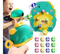 Doloowee Dinosaur Shooting Game Toy, Sticky Ball Launcher with Dartboard | Kids Shooting Toy with 12 Sticky Balls and Dartboard, Kids Toy Gun for Indoor Outdoor, Gift for Boys Girls 3 4 5 Years Old
