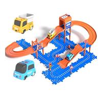 Doloowee DIY Car Tracks for Toddler, Toys for 3 4 5 Year Old Boys, Puzzle Racer Car Track Set with 2 Cars, Toys Gifts for Toddler 3 4 5 Years Old