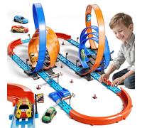 Doloowee Flexible Toy Car Track DIY Track Car Toy Racing Car Track Patchwork Competitive Track Toys Gift for Boy 4+