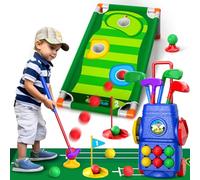 Doloowee Kids Golf Clubs, Toddler Golf Set with 6 Balls, 4 golf clubs, 1 Cornhole Board & Putting Mat, Kids Golf Set Mini Golf Set Toddler Toys Gift for 3 4 5 6 7 8 9Years Old Boys Girls
