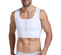 DoLoveY Men Compression Vest Slimming Body Shaper Hide Gynecomastia Chest Tank Tops Undershirt, White, Large