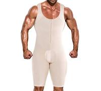 DoLoveY Men's Shapewear Bodysuit Full Body Shaper Compression Slimming Suit Breathable, Beige, Large