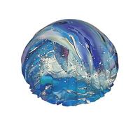 Dolphin 1 Printed Shower Cap,Waterproof Shower Cap For Women Reusable Shower Hat Bath Caps With Elastic Band