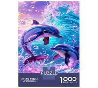 Dolphin 1000 Pc Eco-Friendly Paper Dolphins in Colorful Nebula Puzzle Adult Hobbyists Portable Mind Decompression Fun 38x26cm/1000pcs