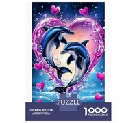 Dolphin 1000 Pc Thickened Paper Jigsaw Dolphin in Purple Cosmic Garden Puzzle Adults Relaxation Hobby Engaging Brain Teaser 52x38cm/1000pcs
