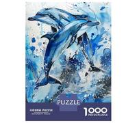 Dolphin 1000 Pc Thickened Paper Jigsaw Multiple Dolphins Leaping in Dynamic WavesPuzzle Grown-Ups Easy Store Relaxation Hobby Engaging Brain Teaser 52x38cm/1000pcs