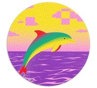Dolphin 1000 Piece Jigsaw Animal Round Puzzle for Adults And Kids Cool Unique Challenge Games Scene Creative 1000pcs (67.5x67.5cm)