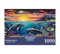Dolphin 1000 Piece Jigsaw Puzzle For Adults Challenging Game Stress Relief Puzzle Exercise The Memory of The Brain for Adults And Kids, Age 12 Years Up 38x26cm/1000pcs
