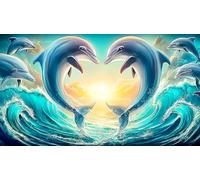 dolphin 1000 Piece Jigsaw Puzzle for Adults Kids - Impossible Hard Challenging Game Great Gift Idea 38x52/1000pcs