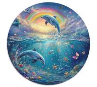 Dolphin 1000 Piece Jigsaw Puzzle for Women, Men Ocean World Colourful Jigsaws Challenge Games Creativity & Gift Giving 1000pcs (67.5x67.5cm)