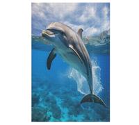Dolphin 1000 Piece Jigsaw Puzzles for Adults Wooden Puzzle Challenging Game Family for Gifts （78×53cm）