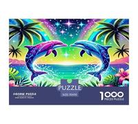Dolphin 1000 Piece Jigsaw Puzzles Fun Challenging Modern Vibrant Dolphin Ocean Magic Classic Educational Games Perfect for Relaxation Suitable for Children & People Aged 14+ 70x50cm/1000pcs