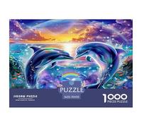 Dolphin 1000 Piece Jigsaw Puzzles Fun Challenging Modern Vibrant Dolphin Ocean Magic Classic Educational Games for The Whole Gifts For Children And Adults Aged 14 And Over 70x50cm/1000pcs