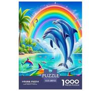Dolphin 1000 Piece Jigsaw Puzzles Fun Challenging Modern Vibrant Dolphin Ocean Magic Classic Educational Games Creativity & Gift Giving For Children And Adults Aged 14 And Over 52x38cm/1000pcs