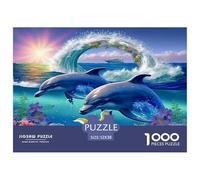 Dolphin 1000 Piece Jigsaw Puzzles Fun Challenging Modern Vibrant Dolphin Ocean Magic Classic Educational Games Creativity & Gift Giving Suitable for Children & People Aged 14+ 52x38cm/1000pcs