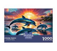 Dolphin 1000 Piece Jigsaw Puzzles Fun Challenging Modern Vibrant Dolphin Ocean Magic Classic Educational Games for The Whole Gifts for Adults And Kids Age 38x26cm/1000pcs