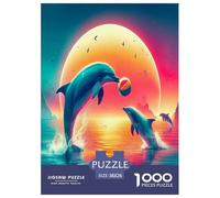 Dolphin 1000 Piece Jigsaw Puzzles Fun Challenging Modern Vibrant Dolphin Ocean Magic Classic Educational Games Creativity & Gift Giving for Adults And Kids Age 38x26cm/1000pcs