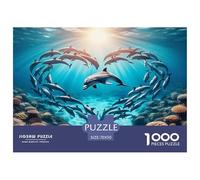 Dolphin 1000 Piece Jigsaw Puzzles Fun Challenging Modern Vibrant Dolphin Ocean Magic Classic Educational Games for The Whole Gifts For Children And Adults Aged 14 And Over 70x50cm/1000pcs