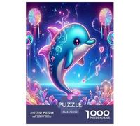 Dolphin 1000 Piece Jigsaw Puzzles Fun Challenging Modern Vibrant Dolphin Ocean Magic Classic Educational Games for The Whole Gifts For Children And Adults Aged 14 And Over 70x50cm/1000pcs