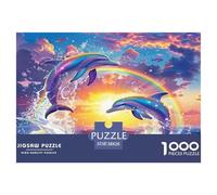 Dolphin 1000 Piece Jigsaw Puzzles Fun Challenging Modern Vibrant Dolphin Ocean Magic Educational Game Perfect for Relaxation For Children And Adults Aged 14 And Over 38x26cm/1000pcs