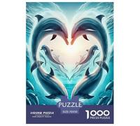 Dolphin 1000 Piece Jigsaw Puzzles Fun Challenging Modern Vibrant Dolphin Ocean Magic Educational Game for The Whole Gifts for Adults And Kids Age 70x50cm/1000pcs