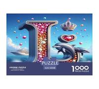 Dolphin 1000 Piece Jigsaw Puzzles Fun Challenging Modern Vibrant Dolphin Ocean Magic Educational Game Creativity & Gift Giving for Adults And Kids Age 52x38cm/1000pcs