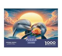 Dolphin 1000 Piece Jigsaw Puzzles Fun Challenging Modern Vibrant Dolphin Ocean Magic Educational Game Beautiful Decoration For Children And Adults Aged 14 And Over 52x38cm/1000pcs