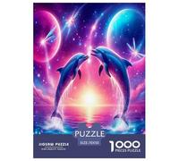 Dolphin 1000 Piece Jigsaw Puzzles Fun Challenging Modern Vibrant Dolphin Ocean Magic Educational Game Perfect for Relaxation For Children And Adults Aged 14 And Over 70x50cm/1000pcs