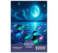 Dolphin 1000 Piece Jigsaw Puzzles Fun Challenging Modern Vibrant Dolphin Ocean Magic Family Activity Game Perfect for Relaxation For Children And Adults Aged 14 And Over 52x38cm/1000pcs